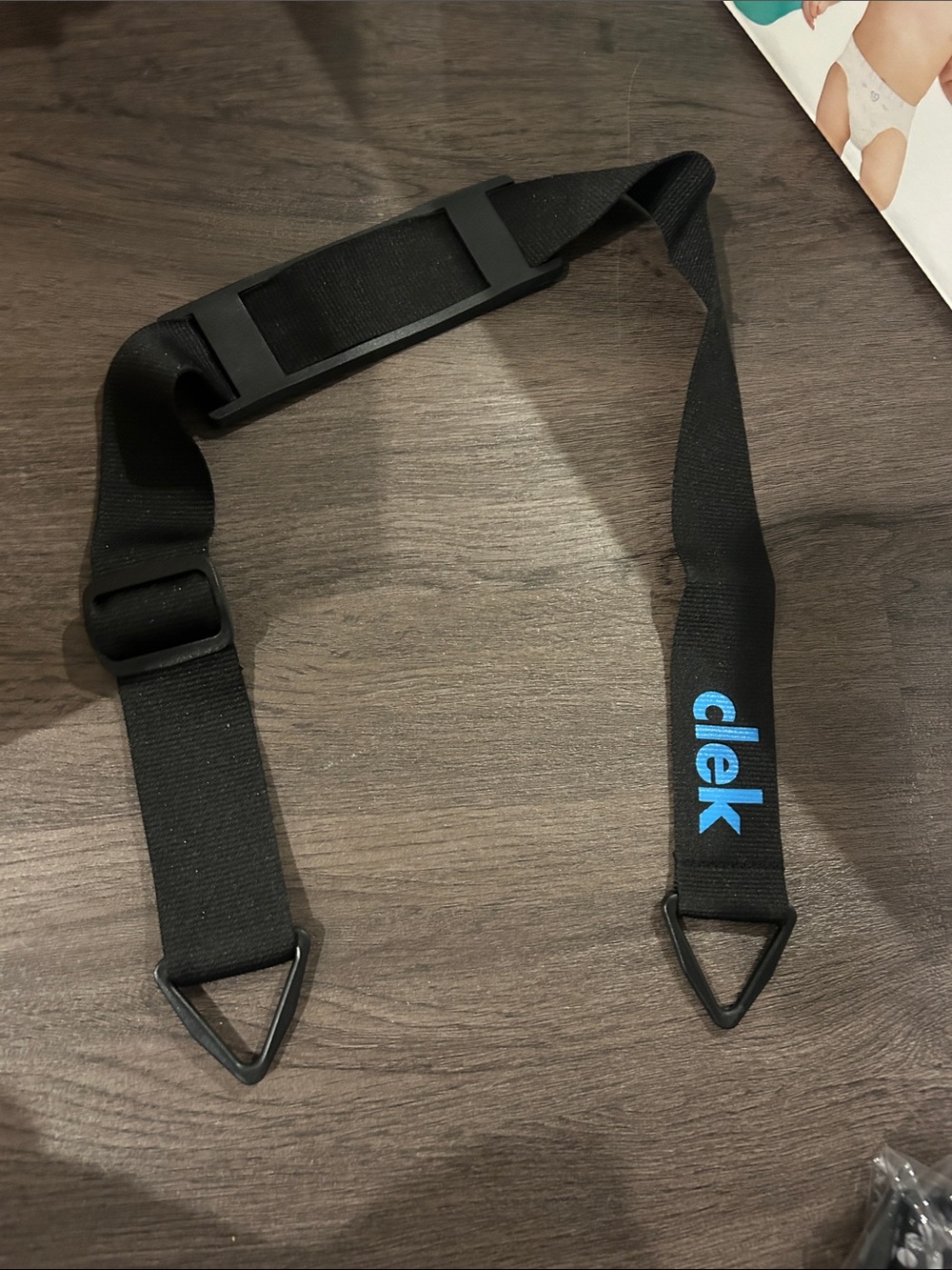 Clek Black Adjustable carry strap with Blue Logo